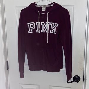 Pink Burgendy Zip up Sweatshirt